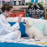 Pet Welcome Wreath Porch Decor We Hope You Enjoy the Dog Welcome Sign Front Door Decor