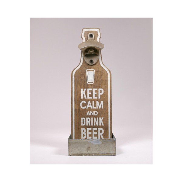 Hot Selling Tool Kitchen Rustic Wood Wall Mounted Beer Bottle Opener with Catcher Wood Box and Wall Sign