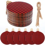 Christmas Wishing Tree Ornament Wooden Hanging Craft Buffalo Plaid Print Wooden Hanging Christmas Decoration Tree
