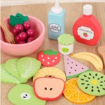 Sunny Simulation Kitchen Pretend Toy Wooden Montessori Educational Children Gift Fruit Vegetable Salad Burger Fries