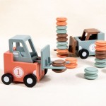 Children Wooden Early Education Stacking Simulation Liftable Forklift Model Parent-Child Interaction Educational Toy