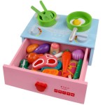 Baby Set Wooden Cooking Children Simulation Kitchen Gas Stove Household Cut Fruits Vegetables Kitchen Toy