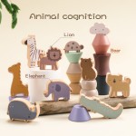 2023 Fun Zoo Stacking Smooth Large Blocks Children Concentration Hand-Eye Coordination Wooden Toy