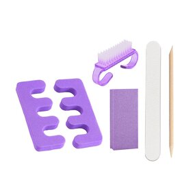 Purple Nail Salon Tools 6PCS Disposable Nail Art Set Pedicure Kit with Toe Separator