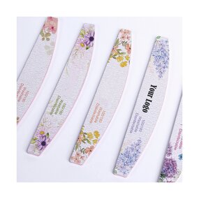 Professional Custom Spring Design Print Nail File 100 180 Half Moon Shape Beauty Flower Nail File