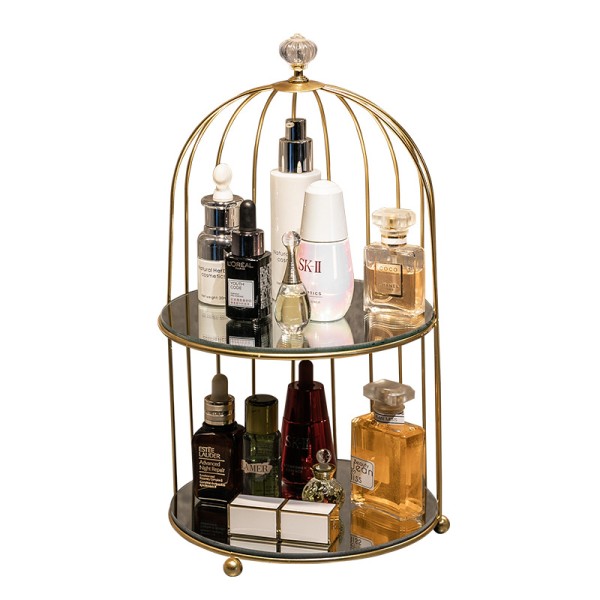 Wholesale 2-Layer Cosmetic Storage Box Iron Frame Storage Box Birdcage Storage Box Living Room Cosmetics