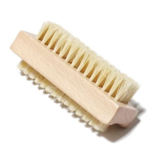 Bristle Double-Sided Fingernail Brush Wooden Nail Cleaning Dust Brush for Scrubbing Nails and Toes