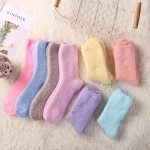 Pastel Color Women's Fuzzy Socks Winter Warm Soft Comfortable Fluffy Microfiber House Sleep Slipper Socks Christmas Gift