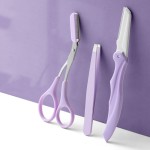 Eyebrow Trimmer Scissors with Comb Stainless Steel Eyebrow Razor Eyelash Scissors Eyebrow Trimmer Set Makeup Tools