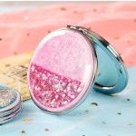 Mini Double-Sided Makeup Round Mirror Cute Girl Glitter Folding Pocket Mirror