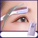 Eyebrow Trimmer Scissors with Comb Stainless Steel Eyebrow Razor Eyelash Scissors Eyebrow Trimmer Set Makeup Tools