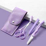 Eyebrow Trimmer Scissors with Comb Stainless Steel Eyebrow Razor Eyelash Scissors Eyebrow Trimmer Set Makeup Tools