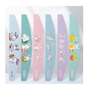 Custom Easter Egg Cartoon Pattern Half Moon Nail File 80/100/120/150/180/240/320 Grit Emery Board with Nail File
