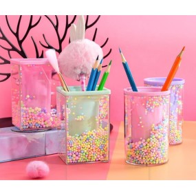 Most Popular Colorful Transparent Clear Acrylic Bubble Ball Cute Fancy Pen Holder Desk Cute Makeup Brush Plastic Tool Cup