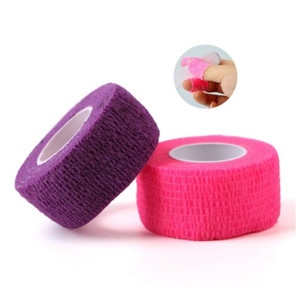 Hot Selling 2.5cm Non-Woven Self-Adhesive Elastic Bandage Nail Polishing Removal Mini Colorful Tape