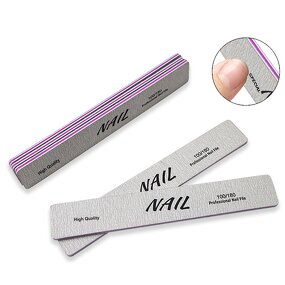 Professional Custom Printed Logo Double-Sided Disposable Rectangle Nail File 80/100/180 Grit Sandpaper Nail File