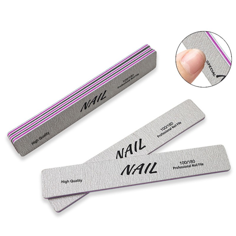 Professional Custom Printed Logo Double-Sided Disposable Rectangle Nail File 80/100/180 Grit Sandpaper Nail File