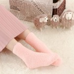 Pastel Color Women's Fuzzy Socks Winter Warm Soft Comfortable Fluffy Microfiber House Sleep Slipper Socks Christmas Gift