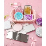 Mini Double-Sided Makeup Round Mirror Cute Girl Glitter Folding Pocket Mirror