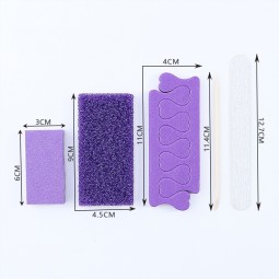 Purple Nail Salon Tools Professional Nail Tools 5pcs Disposable Nail Art Set Pedicure Kit with Toe Separator