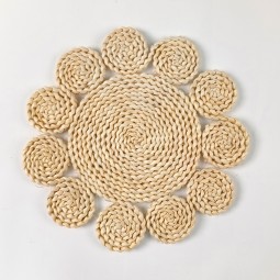 Eco-Friendly Material Corn Husk Handmade Placemat Wholesale Woven Straw Braided Natural Placemat
