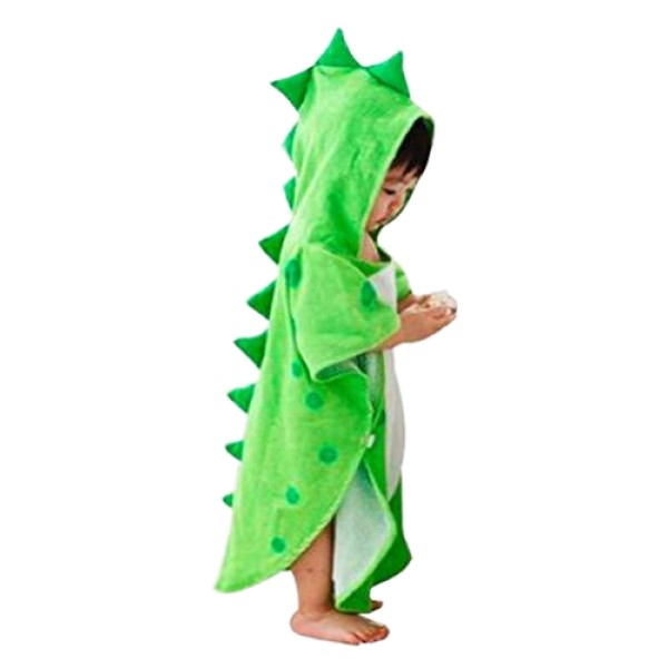 Children's Pure Cotton Beach Towel with Dinosaur Hood Warm Bathrobe