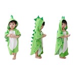 Children's Pure Cotton Beach Towel with Dinosaur Hood Warm Bathrobe