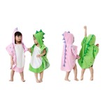 Children's Pure Cotton Beach Towel with Dinosaur Hood Warm Bathrobe