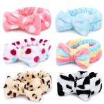 Women's Fashion Soft Coral Wool Bow Headband Stretch Makeup Shower Bath Towel