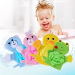 Cute Animal Design Baby Bath Gloves Towel Gentle Soft Scrub Yellow Duck Shark Towel Toddler Bath Body Cleaning Tools