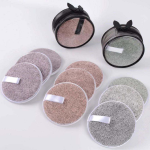 Microfiber Facial Cleansing Round Washable Face Towel Built-In Sponge for Facial Cleansing Exfoliation with Laundry Bag