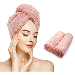 2-Pack Quick Magic Hair Dry Hat Microfiber Hair Towel for Women Turban Twist with Button