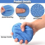 Microfiber Hand Polishing Wax Sponge for Car Care Quick-Dry Interior Scrubbing & Cleaning