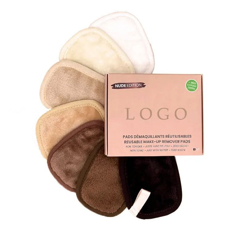 Custom Logo Tag Washable Super Soft Facial Cleansing Cloth Makeup Remover Cloth Reusable Microfiber Makeup Remover Pads