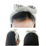 Women's Fashion Soft Coral Wool Bow Headband Stretch Makeup Shower Bath Towel