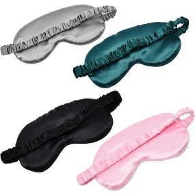 Silk Satin Sleep Mask Eye Mask Set Includes 2 Eye Masks Elastic Band Double-Layer Silk-Filled Eye Mask