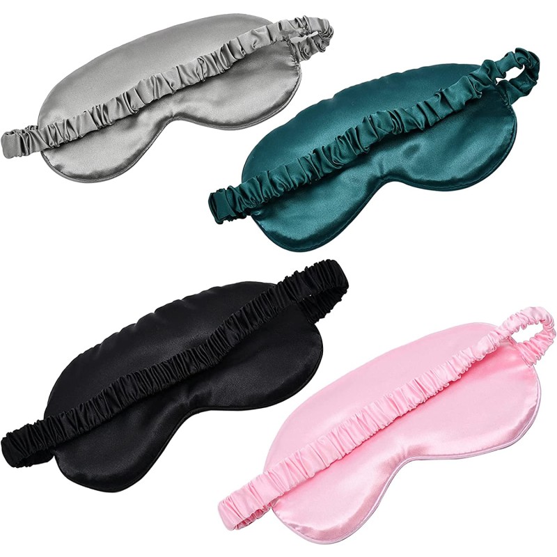 Silk Satin Sleep Mask Eye Mask Set Includes 2 Eye Masks Elastic Band Double-Layer Silk-Filled Eye Mask