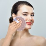 Microfiber Facial Cleansing Round Washable Face Towel Built-In Sponge for Facial Cleansing Exfoliation with Laundry Bag