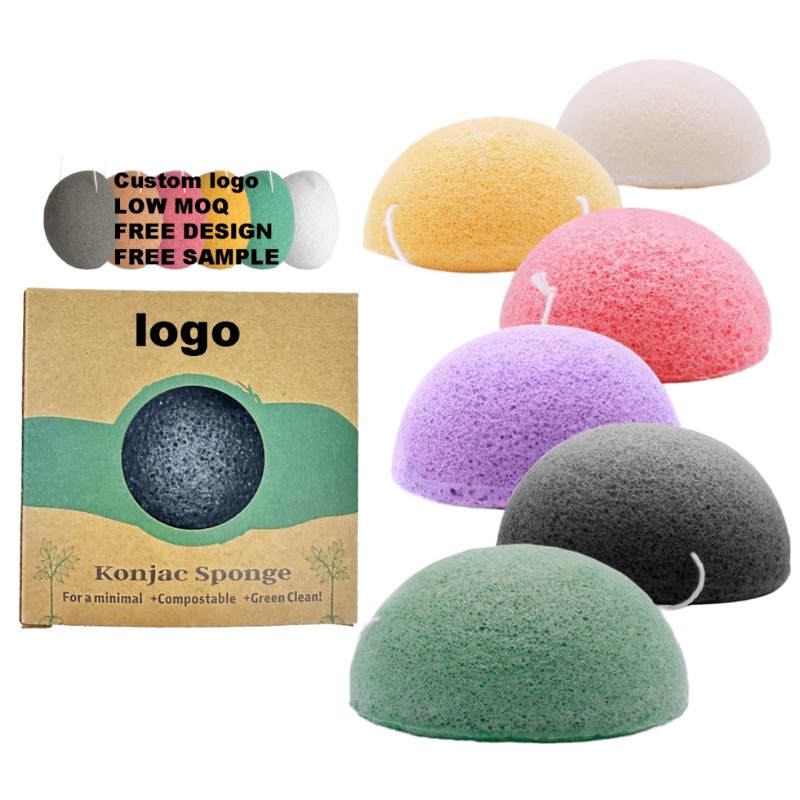 Gentle Exfoliating Konjac Sponge Washer Activated Carbon Natural Skincare Tool Oily Combination Sensitive Skin Ball