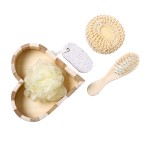 Nice Design Promotional Spa Set Wholesale Bath Body Accessories Heart-Shaped Wooden Gift Set Loofah Sisal Loofah Pad Brush Sponge