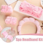 Women's Custom Logo Flannel Spa Headband Wristband Set Reusable Makeup Face Wash Towel Shampoo Headband Wristband
