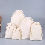 Custom Logo Dust-Proof 100% Recycled Cotton Small Canvas Drawstring Bag / Custom Cotton Bag