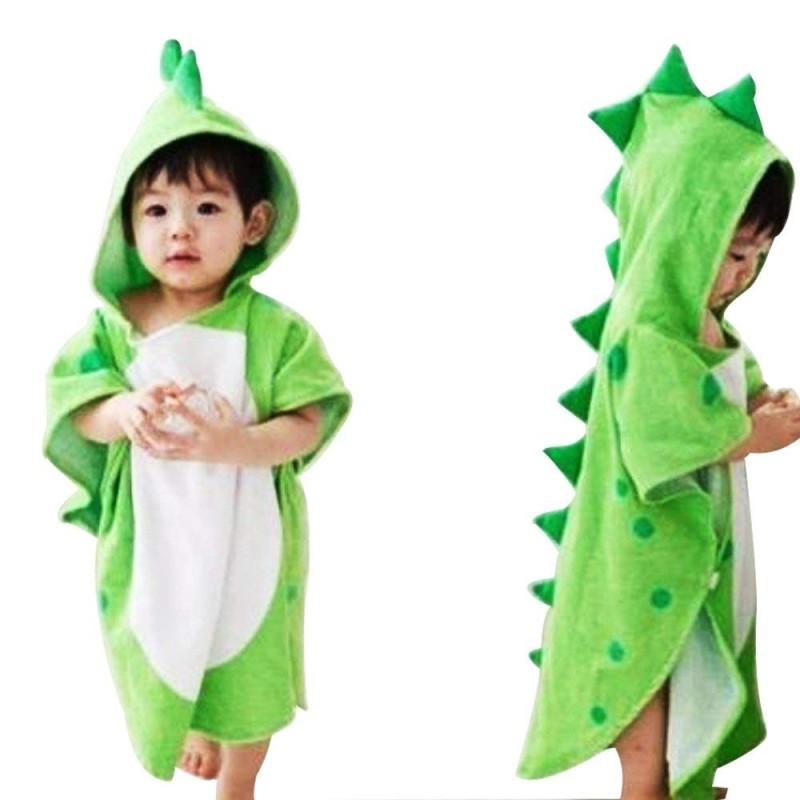 Children's Beach Towel Breathable Warm Children's Cartoon Bathrobe Polygonal Dinosaur Hooded Towel Bath Towel