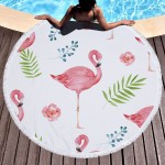 Flamingo Large Round Beach Towel Diameter 59 Inches Beach Blanket Picnic Table Cover