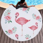Flamingo Large Round Beach Towel Diameter 59 Inches Beach Blanket Picnic Table Cover