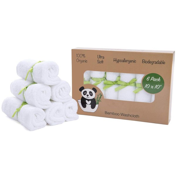 6-Pack Natural White Organic Bamboo Baby Soft Towel for Baby Registry Gift