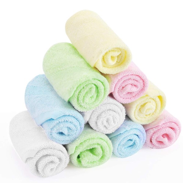 Soft Comfortable 100% Organic Bamboo Baby Bath Towel 10x10 Newborn Hypoallergenic Towel for Bathroom Closet