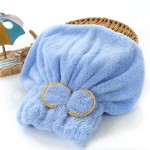 Cute Bow Coral Fleece Towel Turban Quick-Dry Blow Dry Cap Bathrobe Hat 100% Pure Cotton Children