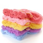 Cute Bow Coral Fleece Towel Turban Quick-Dry Blow Dry Cap Bathrobe Hat 100% Pure Cotton Children