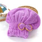 Cute Bow Coral Fleece Towel Turban Quick-Dry Blow Dry Cap Bathrobe Hat 100% Pure Cotton Children